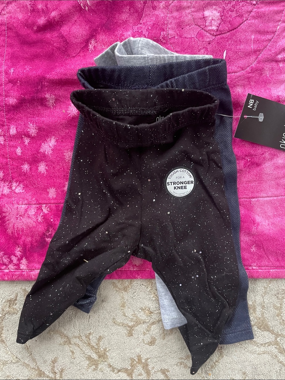 okie dokie Baby 1 Pack - but 3 included Black sparkles - Gray, and Navy